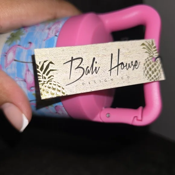 Flamingo Clip Lid Water Bottle - Pink and Blue - Picture 6 of 8